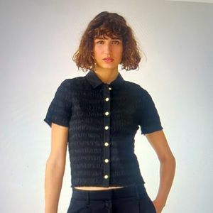 J.Crew Smocked button-up shirt in cotton-blend voile